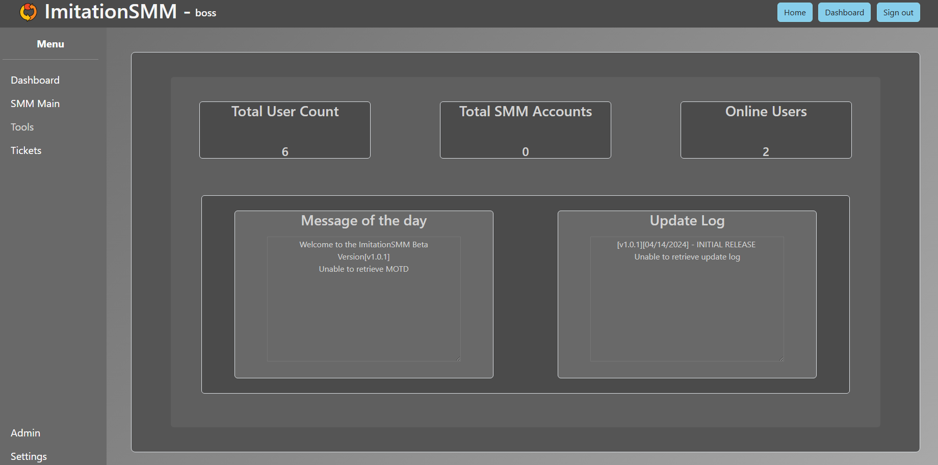 Imitation Dashboard